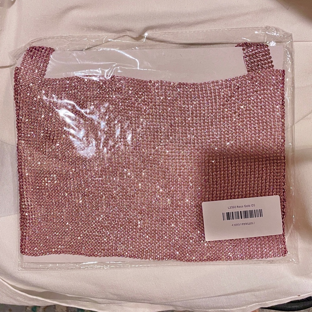 Rose Gold Rhinestone Crop Top - Picture 4 of 5